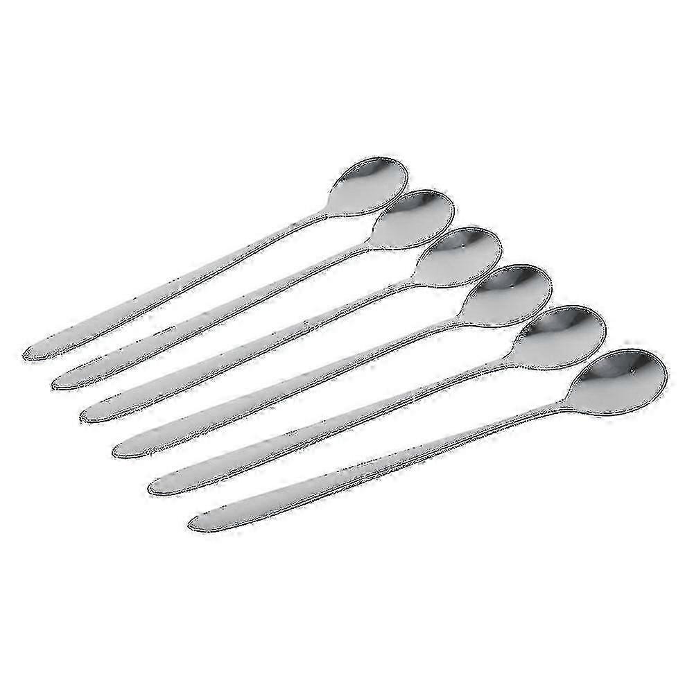 Stainless Steel Long Handle Latte Spoons, Set of 6, for Ice Cream, Sundae, Coffee, and Soup_Gift Of G