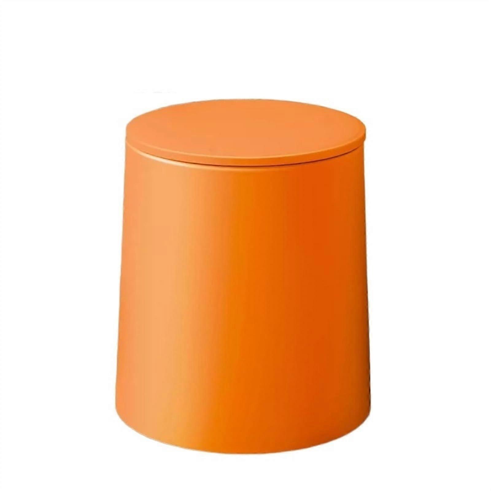 Trash Can with Lid Push Type for Kitchen Bathroom Living Room Large Orange Modern