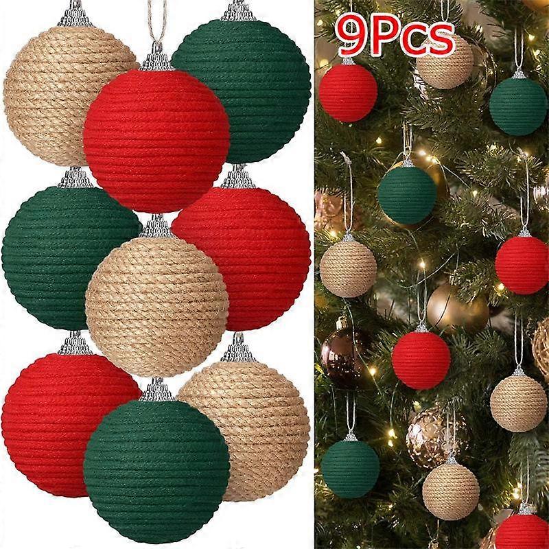 9PC/Set Christmas Ball Ornaments Window Decoration Hanging Decorations Xmas Tree Foam Party With Twine Hanging Loop Farmhouse