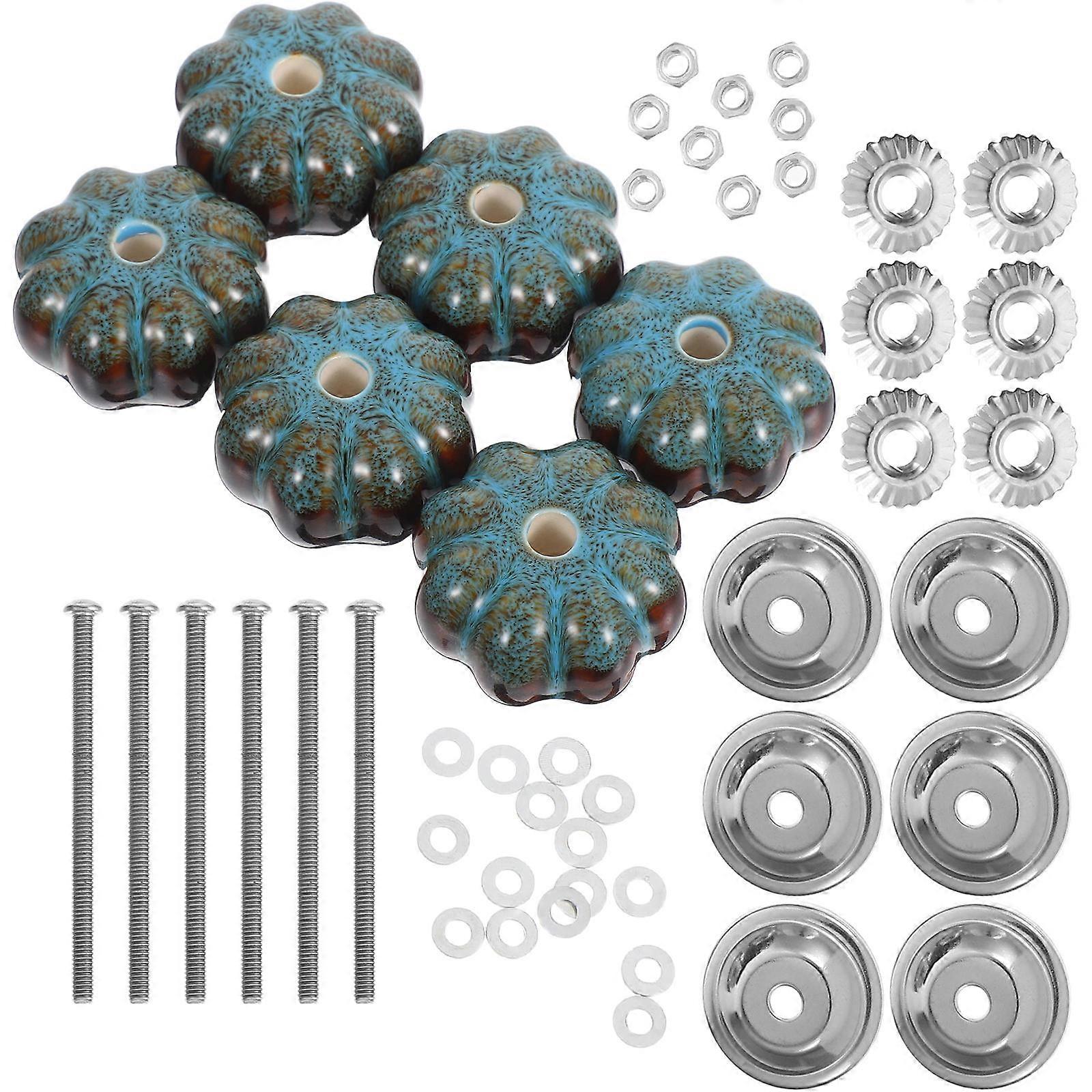 6Pcs Ceramic Pumpkin Drawer Knobs Decorative Cabinet Handles Set