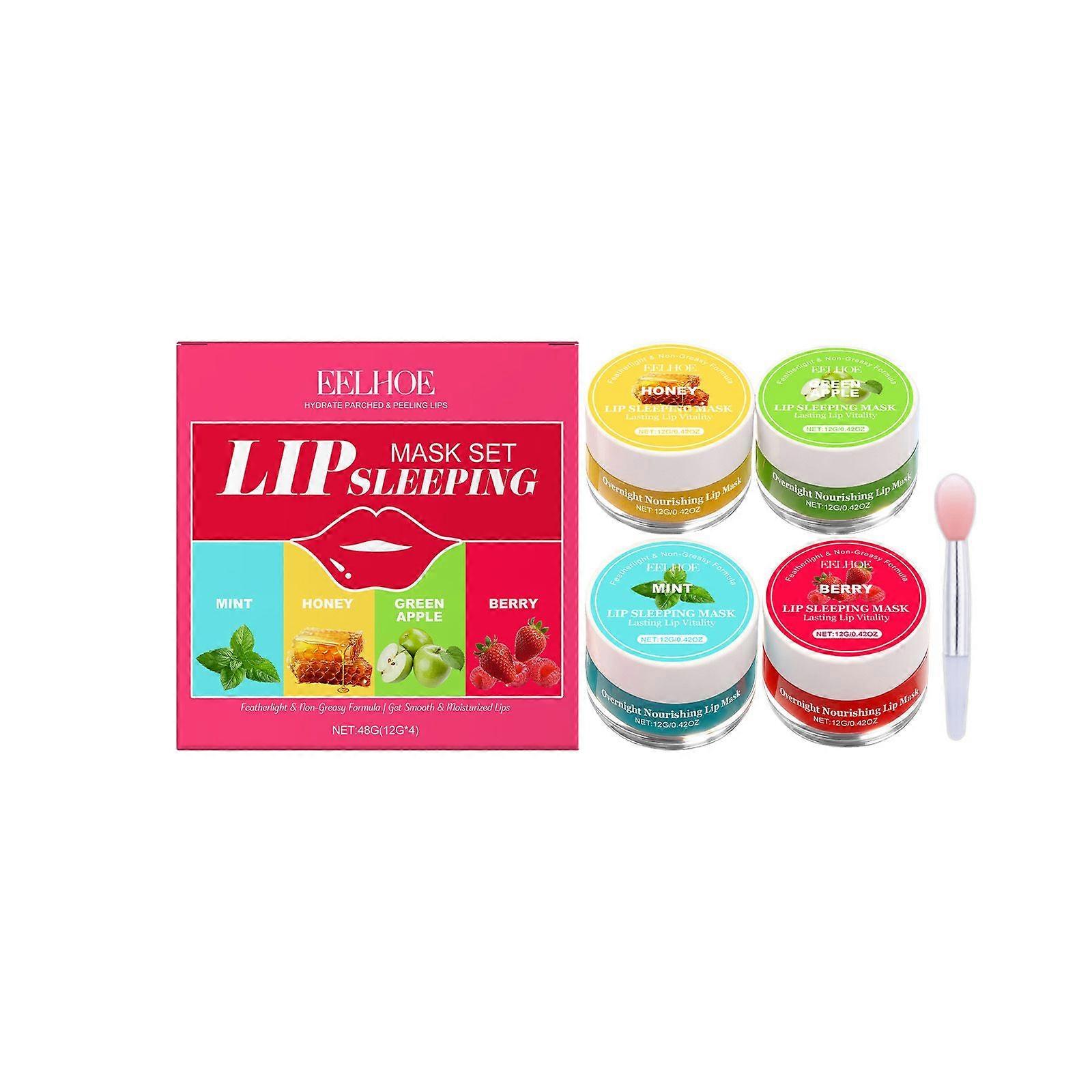 EELHOE Four-Flavor Care Sleep Lip Mask Set Moisturizing, Hydrating, Cleansing And Moisturizing Lip Mask