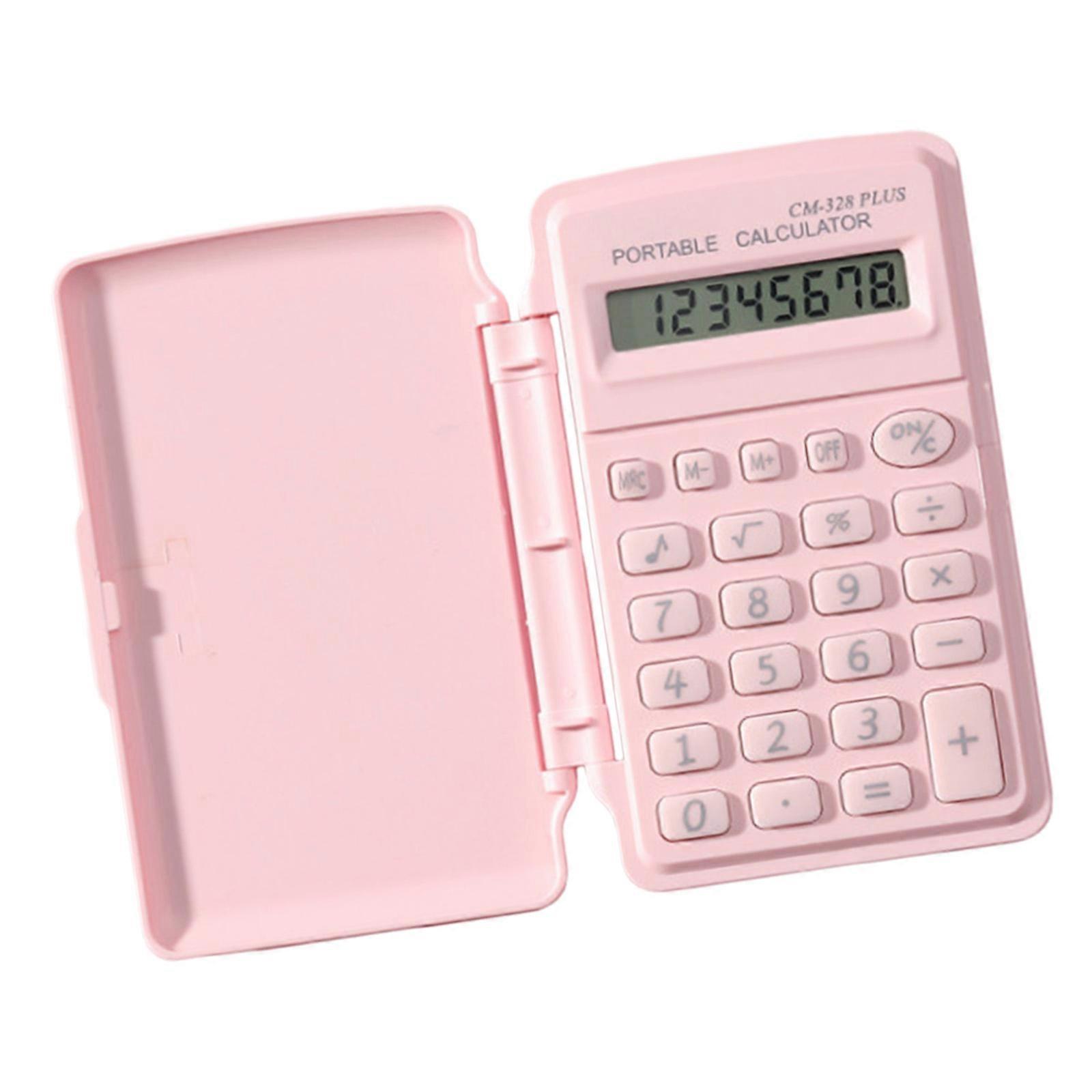 Candy Colored Mini Calculator 8 Digit Flap Protections Scientific Functions Lightweight Portable For Study And Work  Pink