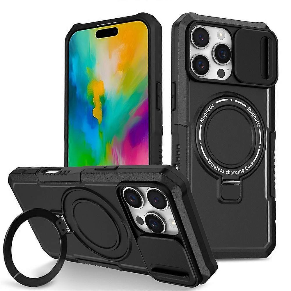For iPhone 17 16ProMax Push Window Magnetic Bracket Shockproof Case Phone Cover