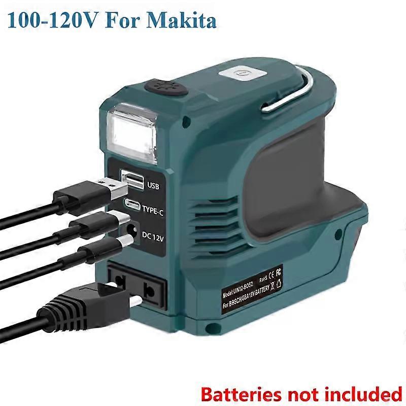 220W Power Inverter for Makita 18V Battery To AC 100-120V/200-240V Portable Power Supply Inverter With LED Work light USB Type-C Output