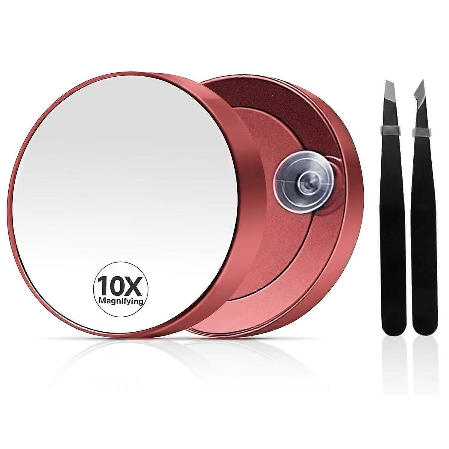 20x Magnifying Mirror with Light, 3 Colors Dimmable, Rechargeable 6" Mirror with Suction Cups, Compatible with Travel, Includes Tweezers & Scissors