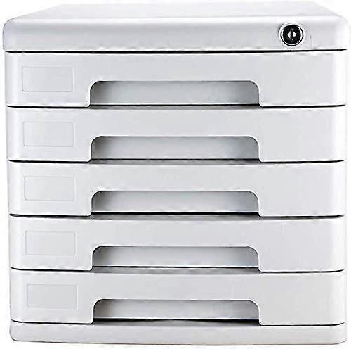 File Cabinet with 5 Plastic Drawers, Large Desktop Storage Organizer for A4 Documents and Office Supplies