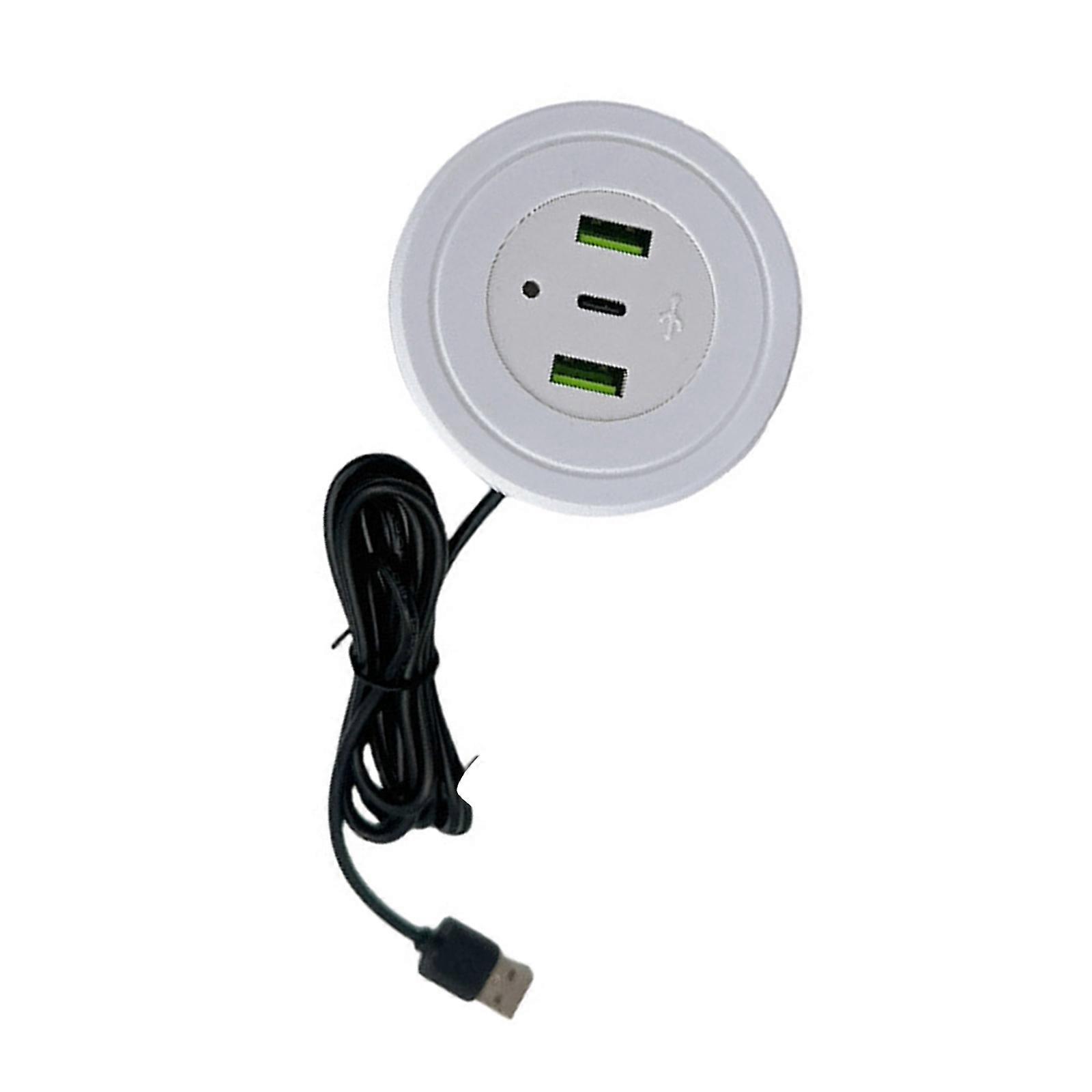 Embedded Desktop USB Charger Extension Cord Mobile Table Sofa Concealed Fast Charging Cable Connector Socket  White