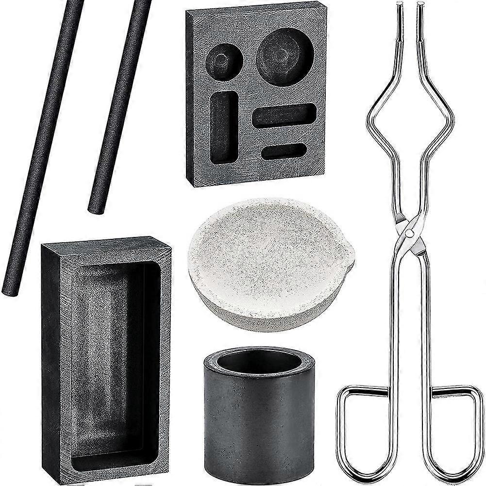 Graphite Torch Melting Casting Kit,2 Graphite Crucible Stir Stick, Quartz Crucible, Cylindrical Gra-haoyi