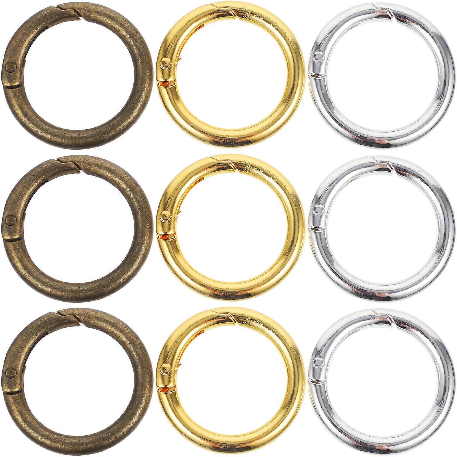 15Pcs Spring O-Rings Round Snap Buckles Key Rings Open Jump Rings Spring Keyring Buckles