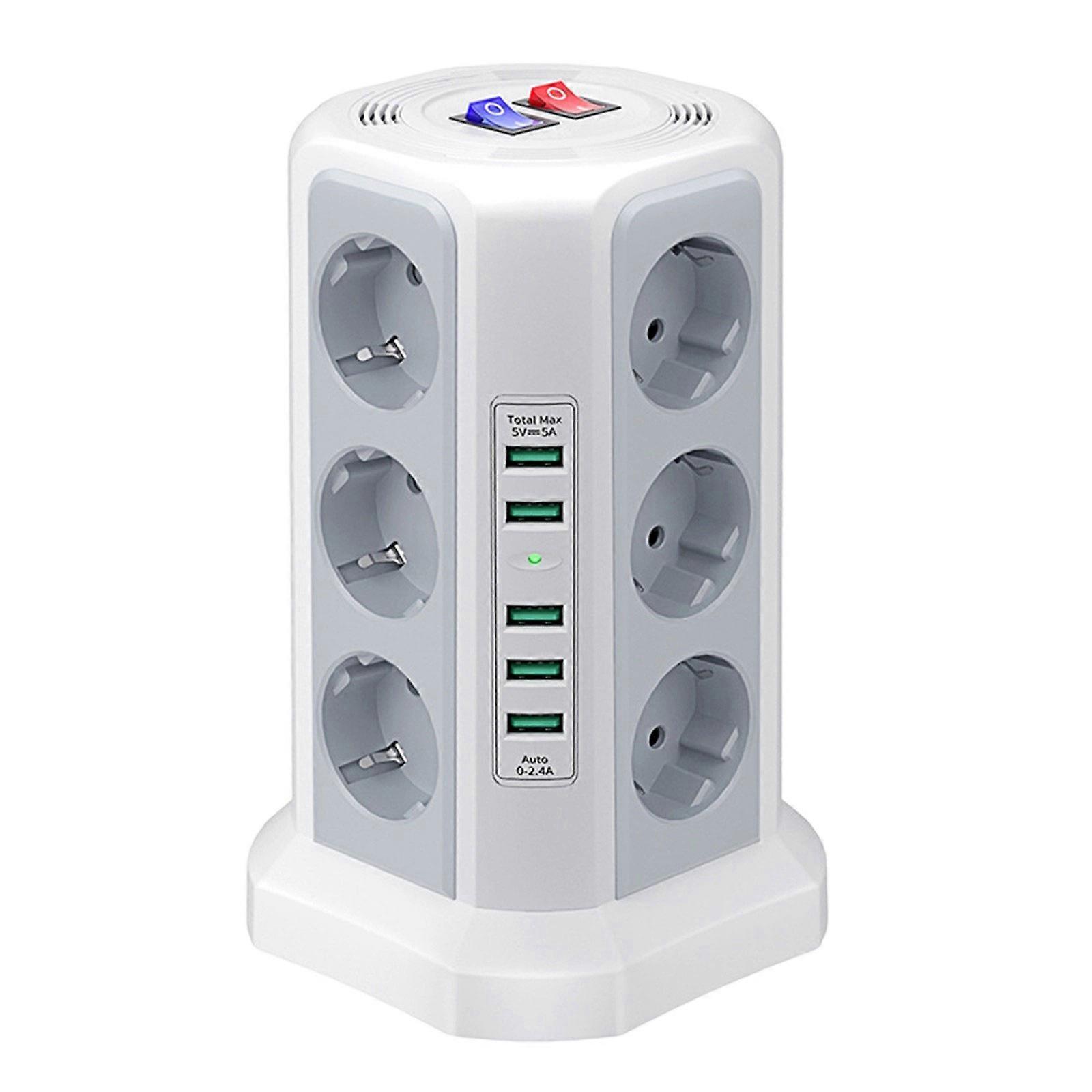 10A 250V 2500W Tower Power Strips 12 Position Socket Vertical Eectrical Plug Tower Outlet Socket Surge Protector Multicolor