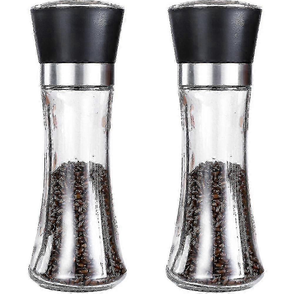 Refillable Pepper Mill and Salt Grinder Set 2pc Adjustable Coarseness Shaker