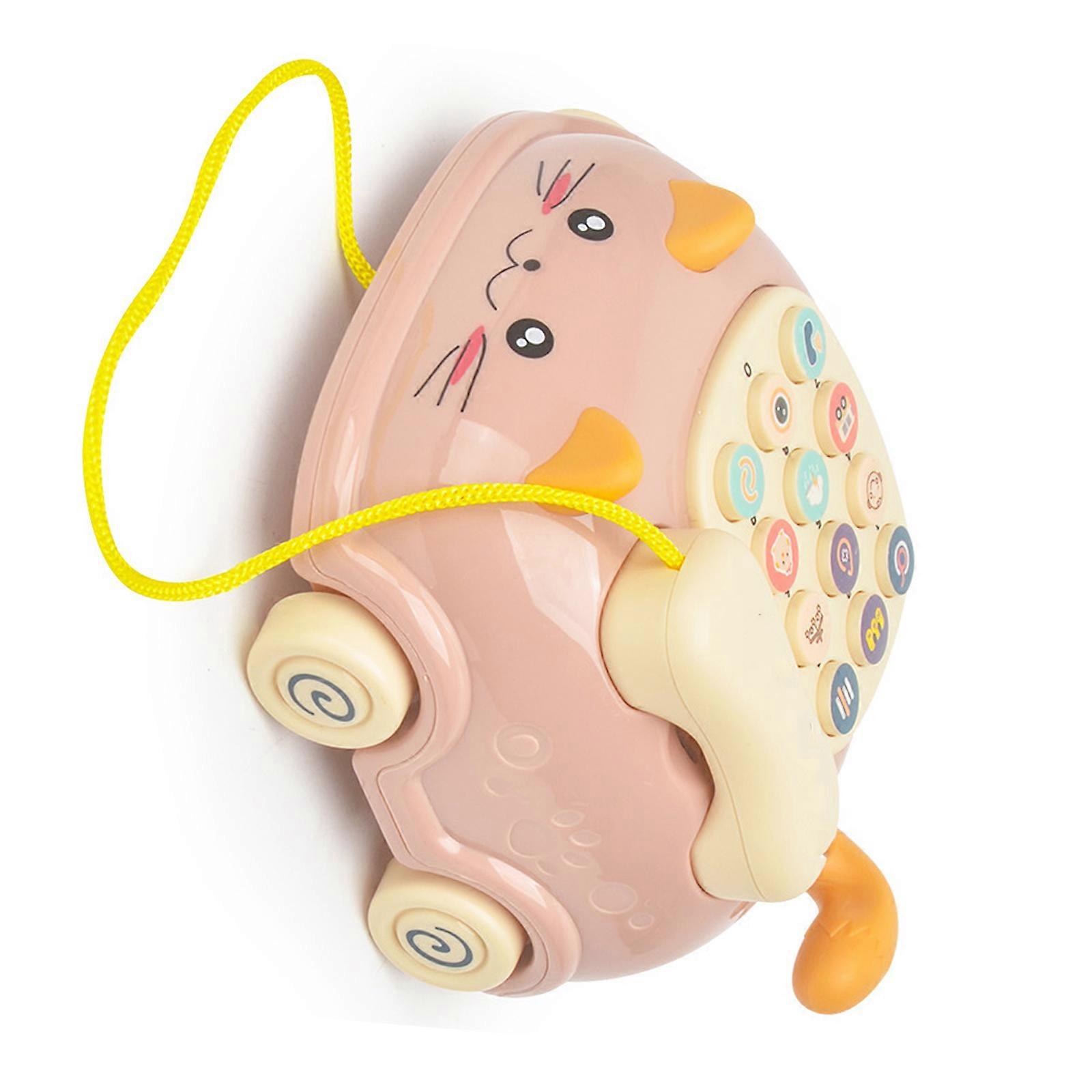 Children Pretend Play Telephone Toy With Realistic Sound Effect Interactive Cognitive Auditory Development Education Toy  Pink