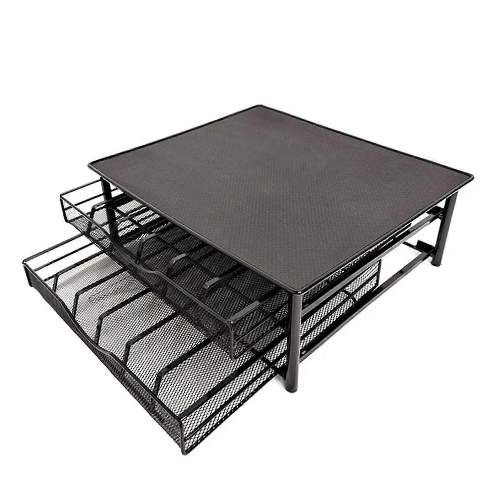 Double Layer Coffee Pod Storage Drawer for 72 Capsules Space Saving Organizer for Kitchen Office Cafe Black