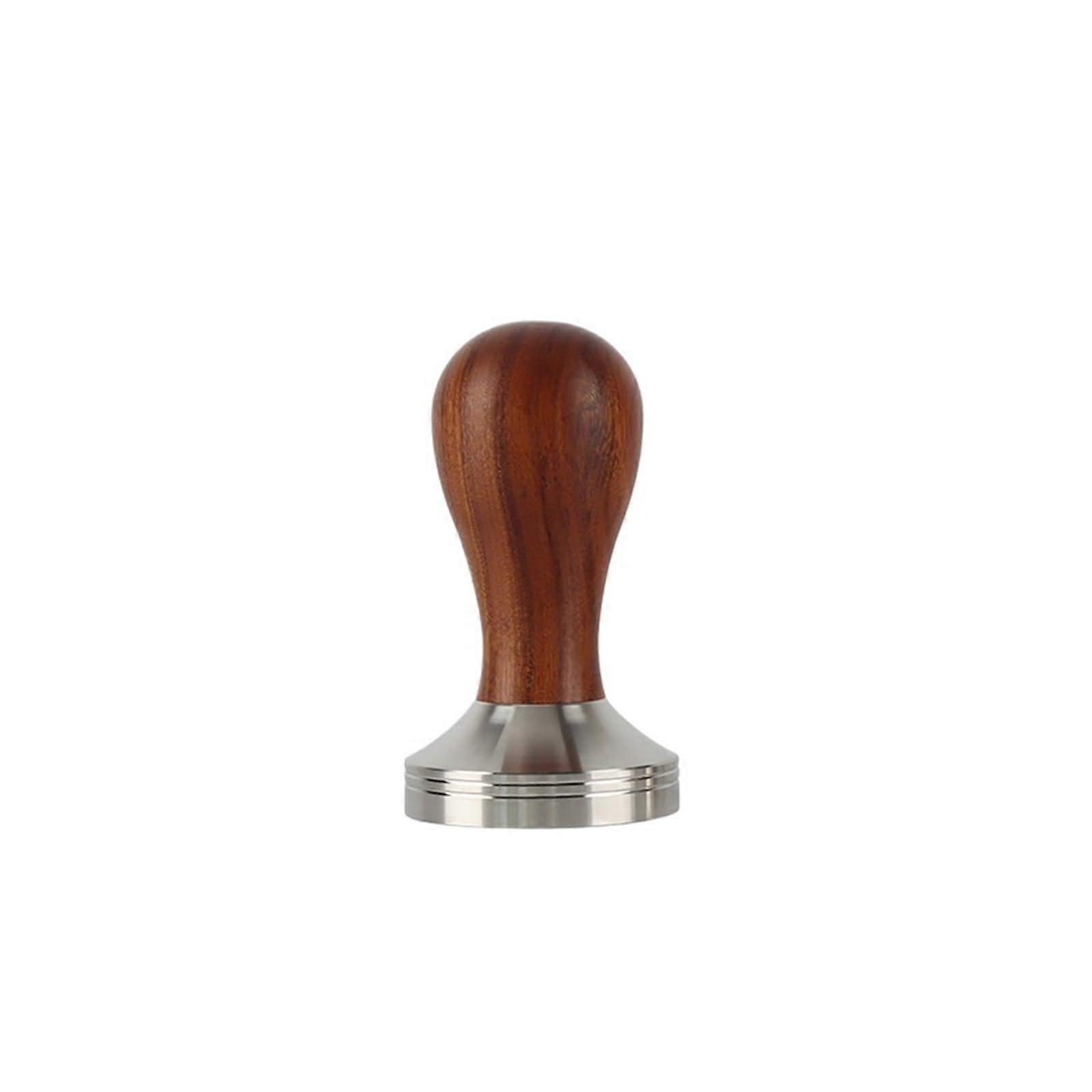 Coffee Tamper 58mm Flat Bottom Stainless Steel Base with Wooden Handle for Espresso Portafilter Compatible with Delonghi and Breville