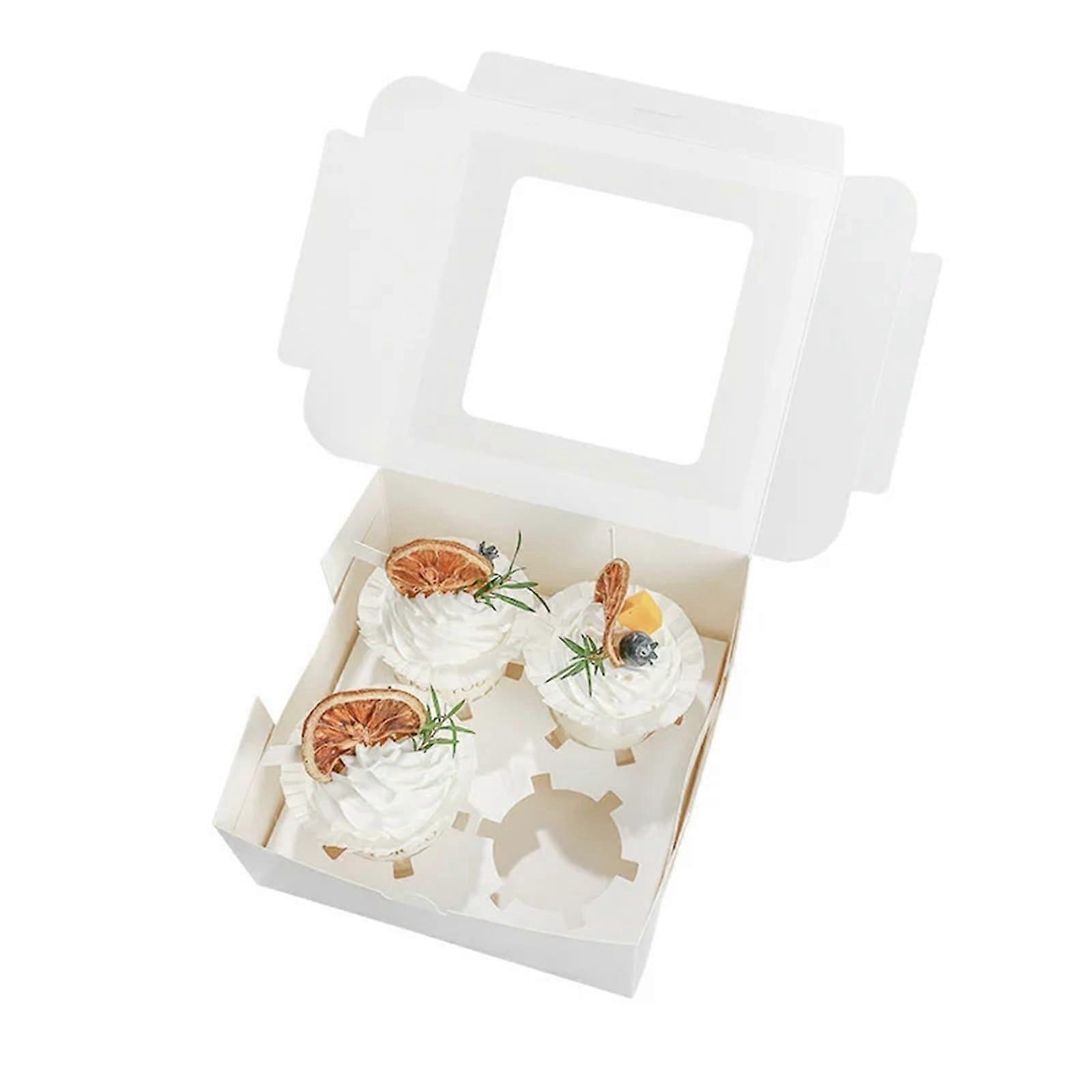 2 Hole Cupcake Boxes with Insert and Clear Window, Durable Cardboard Packaging for Weddings, Parties, Set of 10