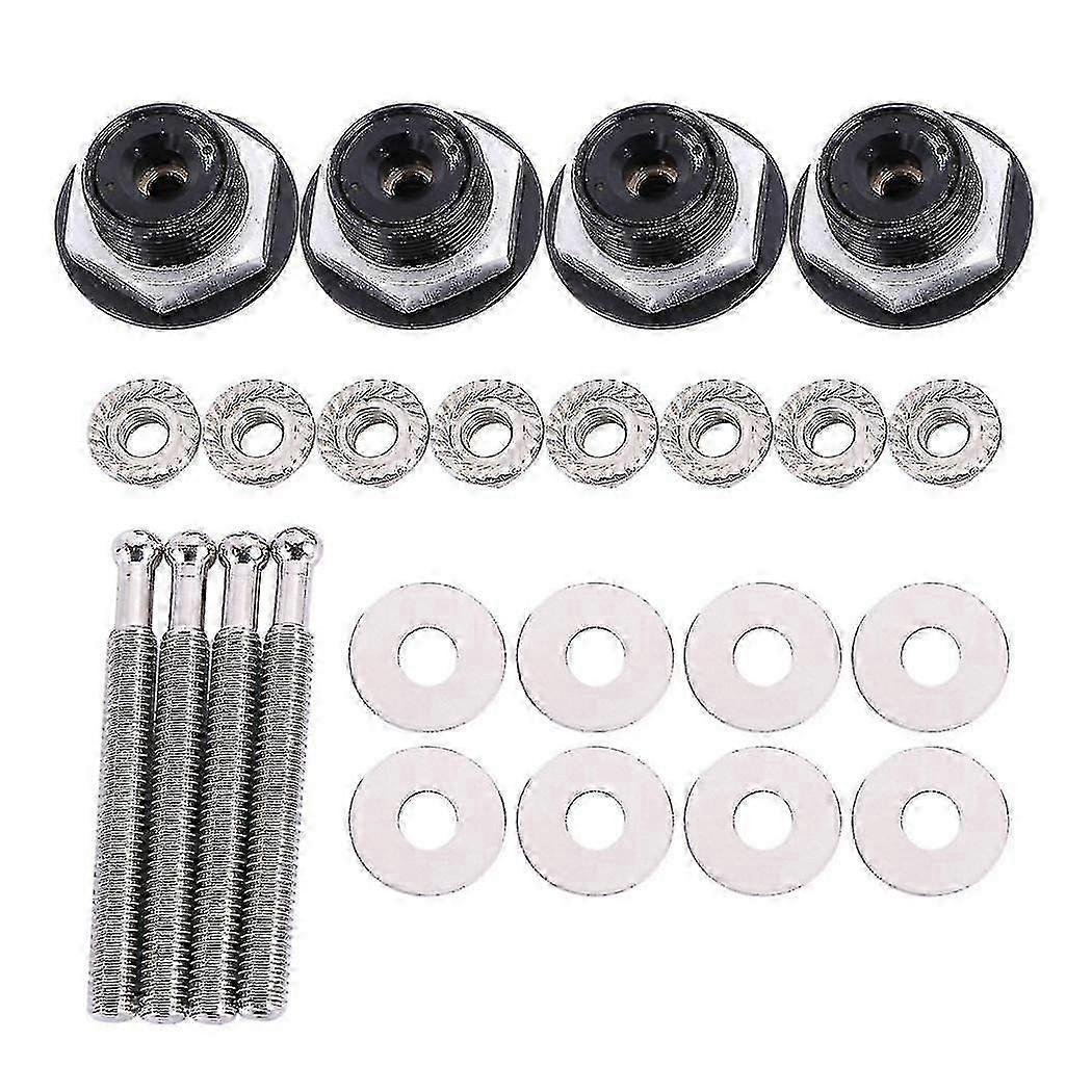 4x Black Push - Button Quick - Release Car Hood & Bumper Latch Pins