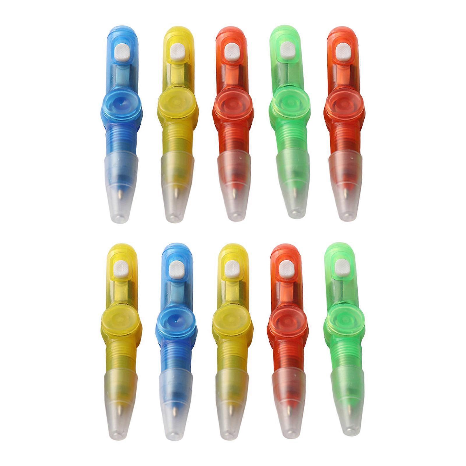 10PCS Rotating Ballpoint Pen With LED Light For Stress Relieving And Night Writing Perfect For Students And Workers Multicolor