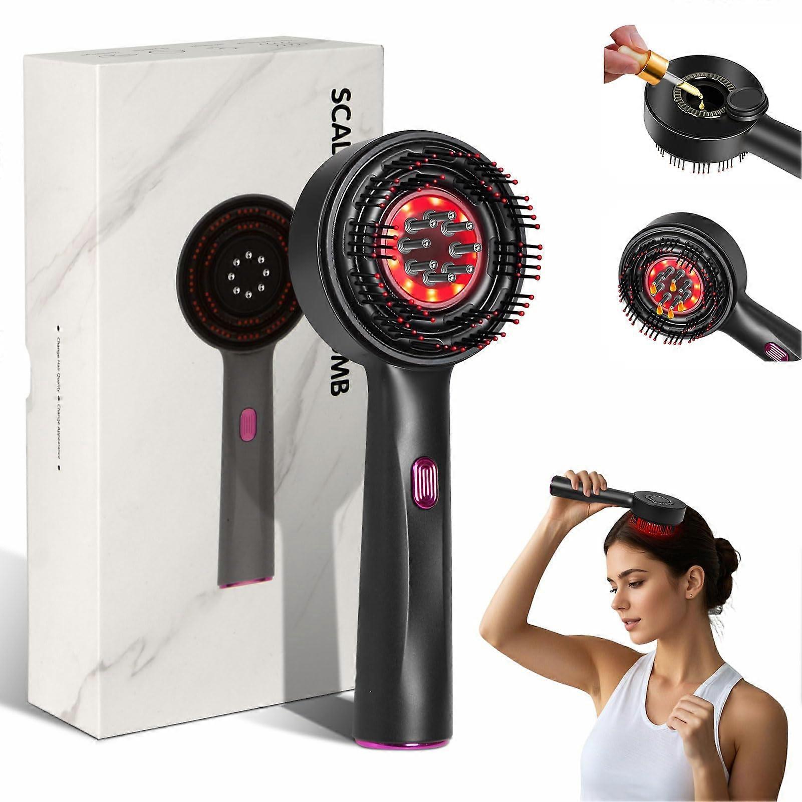 Laser Hair Growth Comb with Red Light, 3 in 1 Oil Applicator and 360° Scalp Massage, IPX7 Waterproof