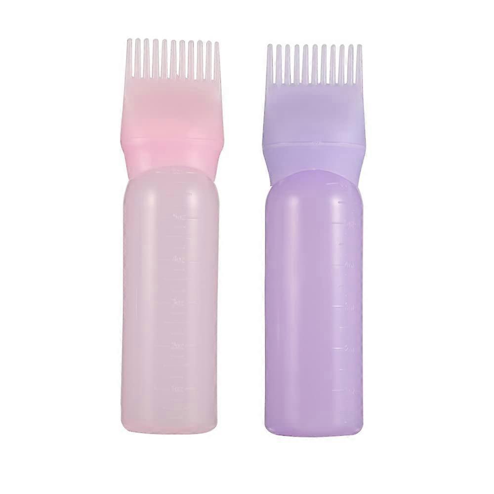 2PCS Hair Dye Applicator Bottle with BuiltIn Comb for Precise Root Coverage, Pink and Purple