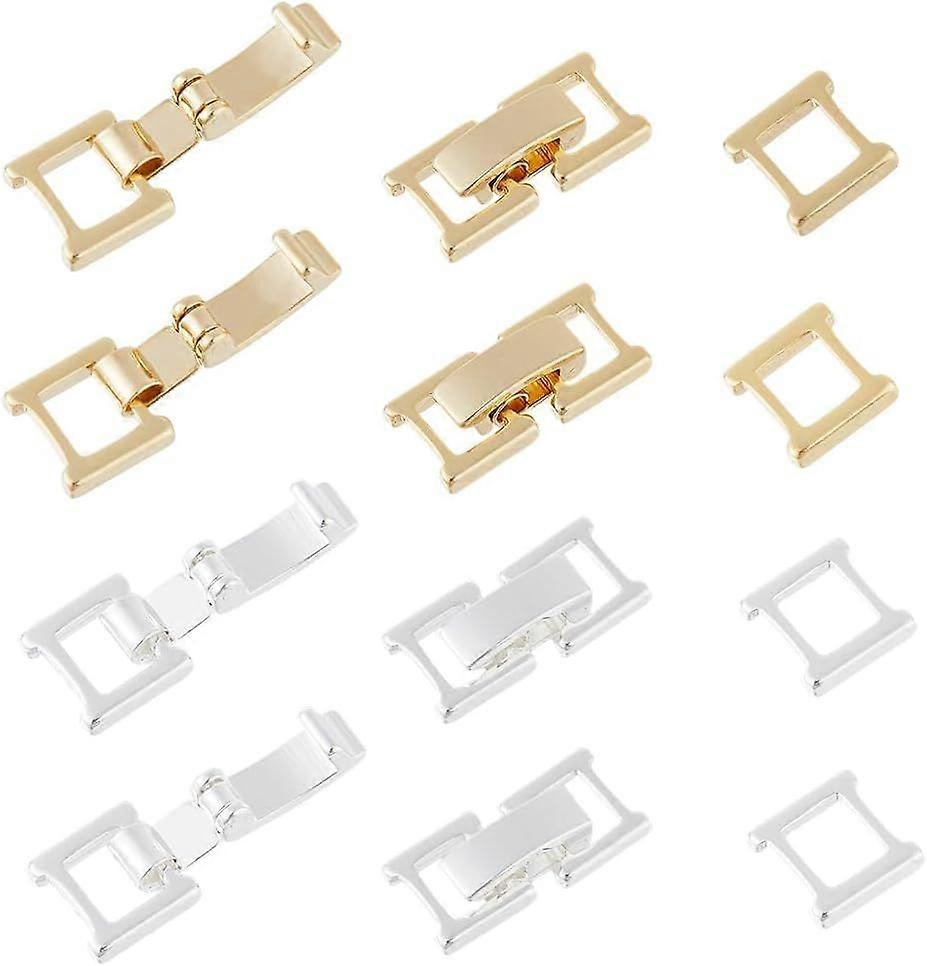 20Pcs 2 Colors Brass Fold Over Clasps Extender Golden Silver Brass Closure End Claps Foldover Extension Clasp Set for Bracelet Necklace Replacement Je