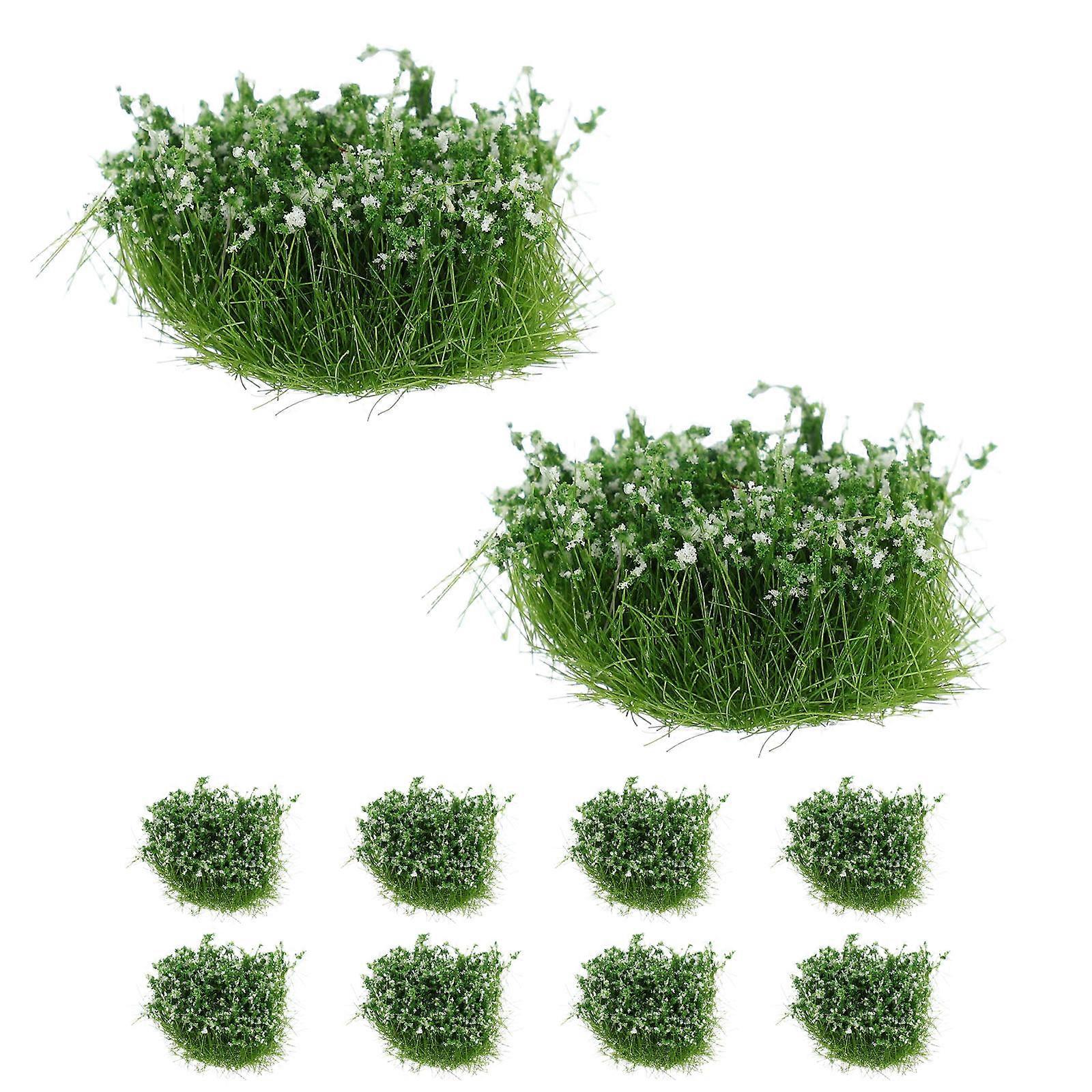 Artificial Grass Tufts for Model Train Scenes with 50Pcs White Decorative Clusters