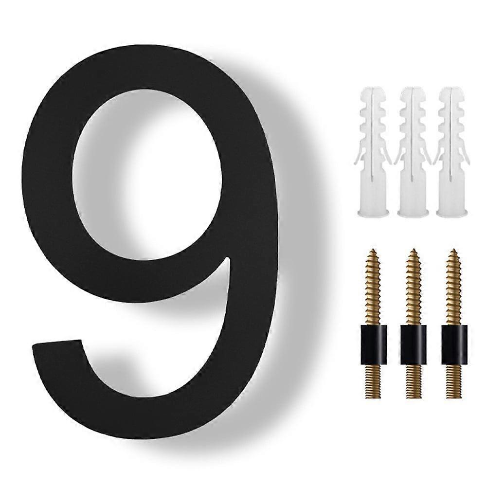 8 inch Modern Floating House Numbers Large Black Shadow Home Address Garage Gate