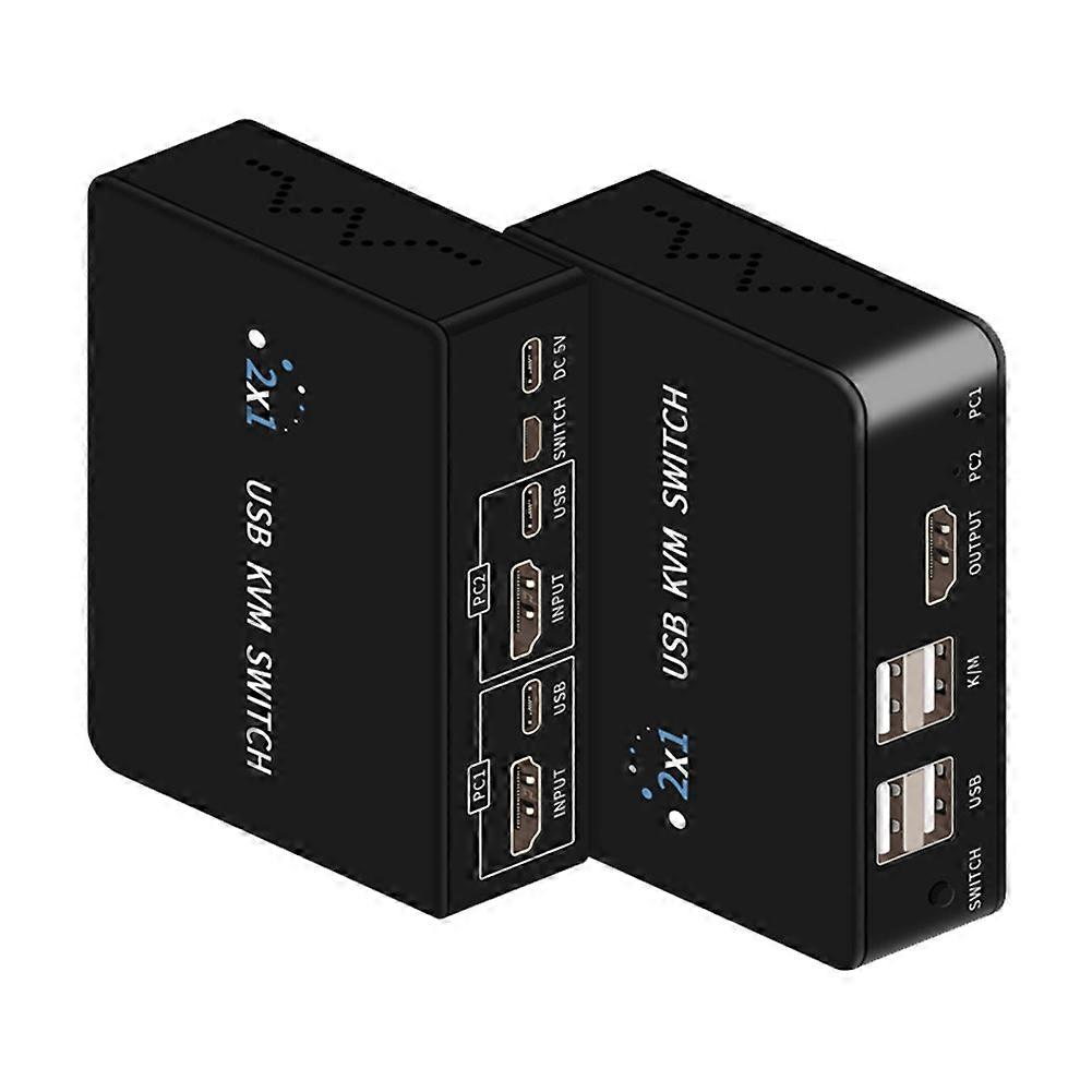 USB KVM Switcher 2 in 1 Out Laptop Printer Shared Switch 4K 60HZ USB Keyboard Mouse Monitor Selector Switcher Box