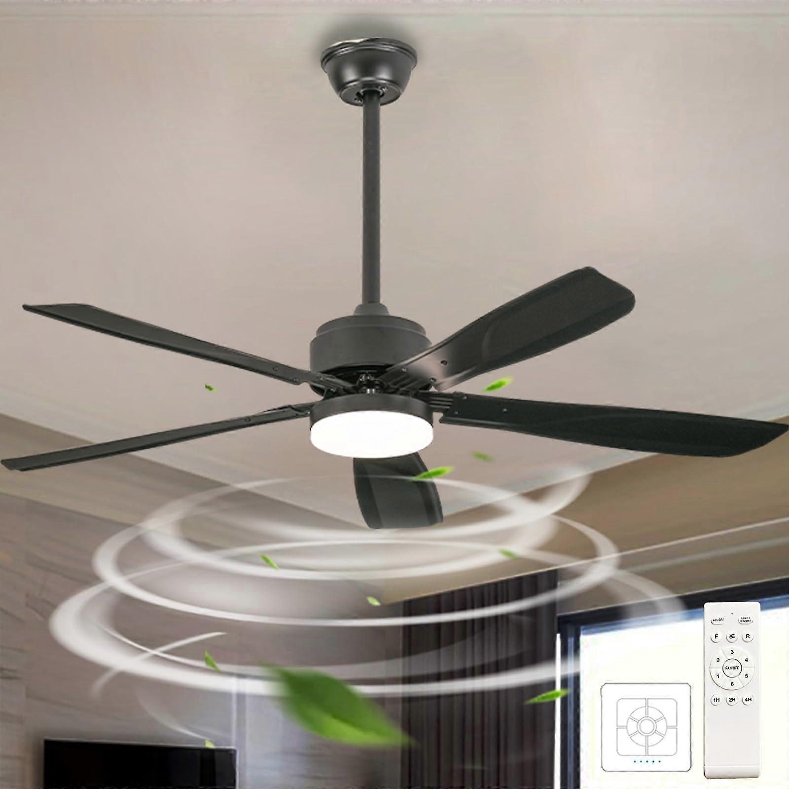 52 Inch Ceiling Light Fan With Remote, Silent LED, Reversible 3Color Temperature, 6Speed, Indoor Flush Mount