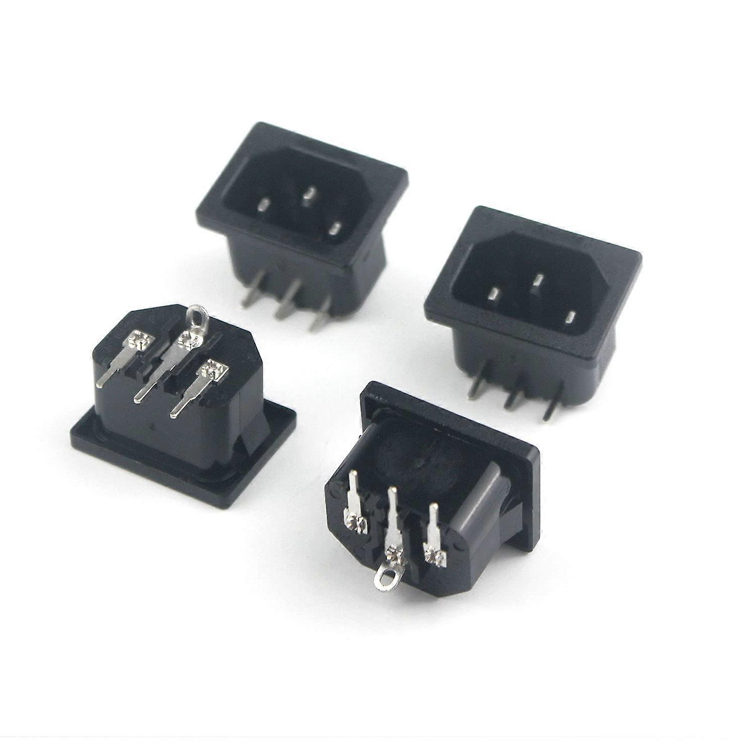IEC C14 Power Inlet Socket Right Angle 3 Pin Male Plug Panel Mount 250V 10A PCB Connector 4 Pcs