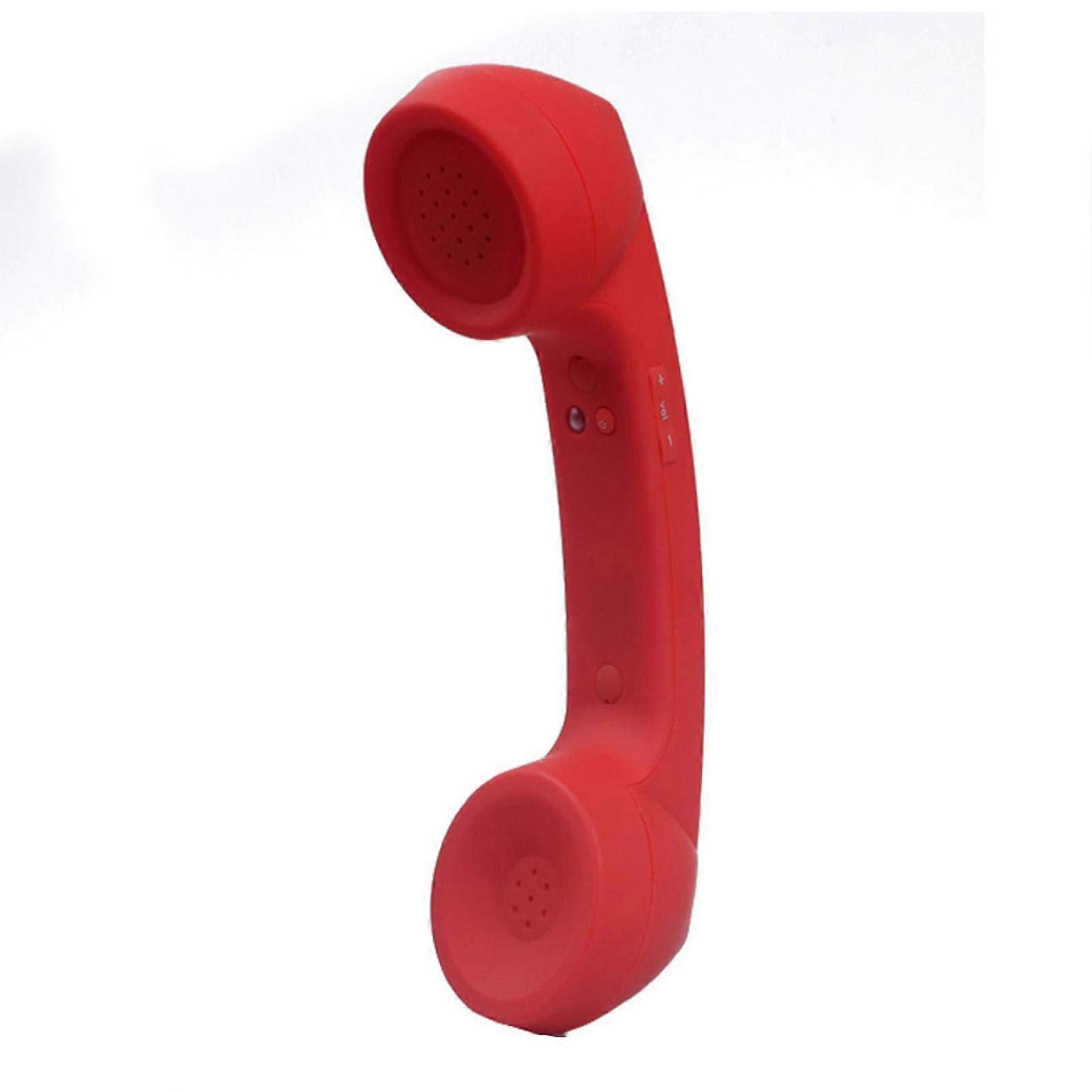 Retro Bluetooth Handset with Radiation Proof Calling, USB Rechargeable Vintage Cordless Phone Receiver (Red)