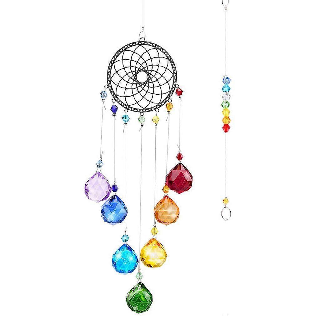 Crystal Prism Suncatcher with Clear Crystal Ball for Windows, Beautiful Rainbow Reflection Decor