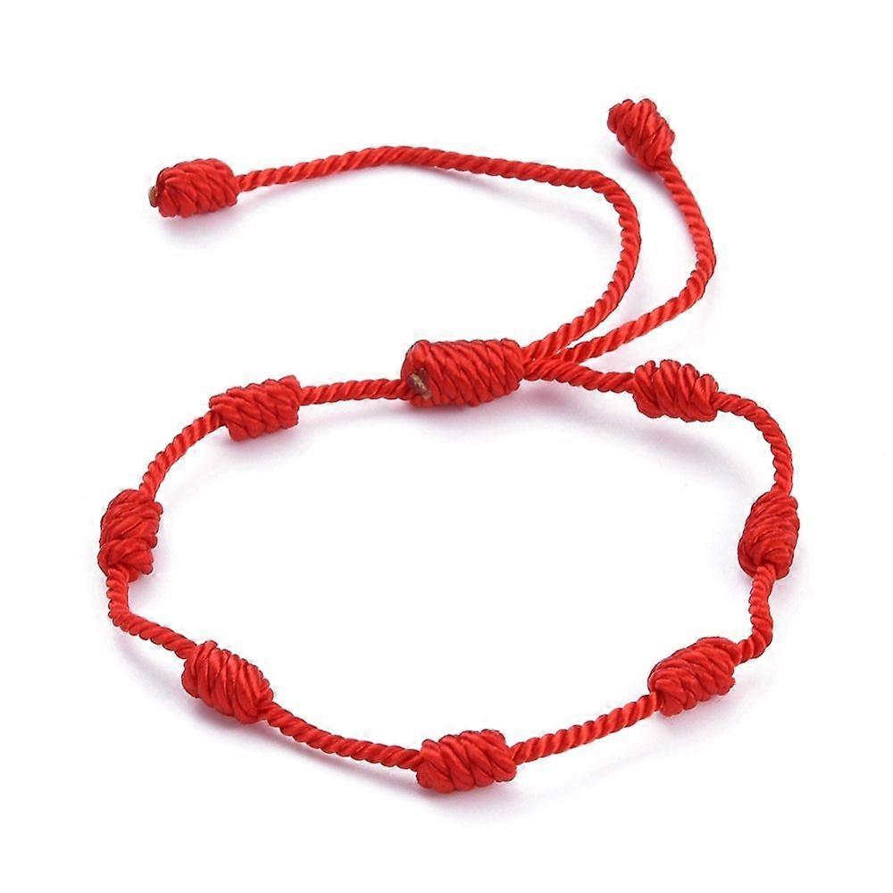 7 Knot Lucky Bracelets Adjustable Nylon Cord Bead Bracelets Red String Bracelets Red Inner Diameter: 2 inch~2-5/8 inch(5~6.8cm)