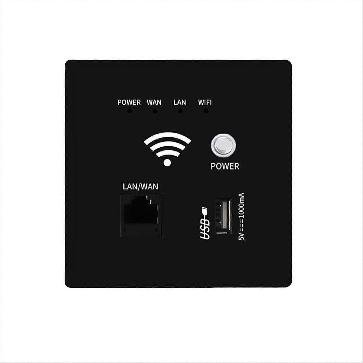 300Mbps 2.4Ghz WIFI Router Wireless WiFi Socket RJ45 AP Relay Smart USB Socket Panel Embedded Wall WIFI Router B