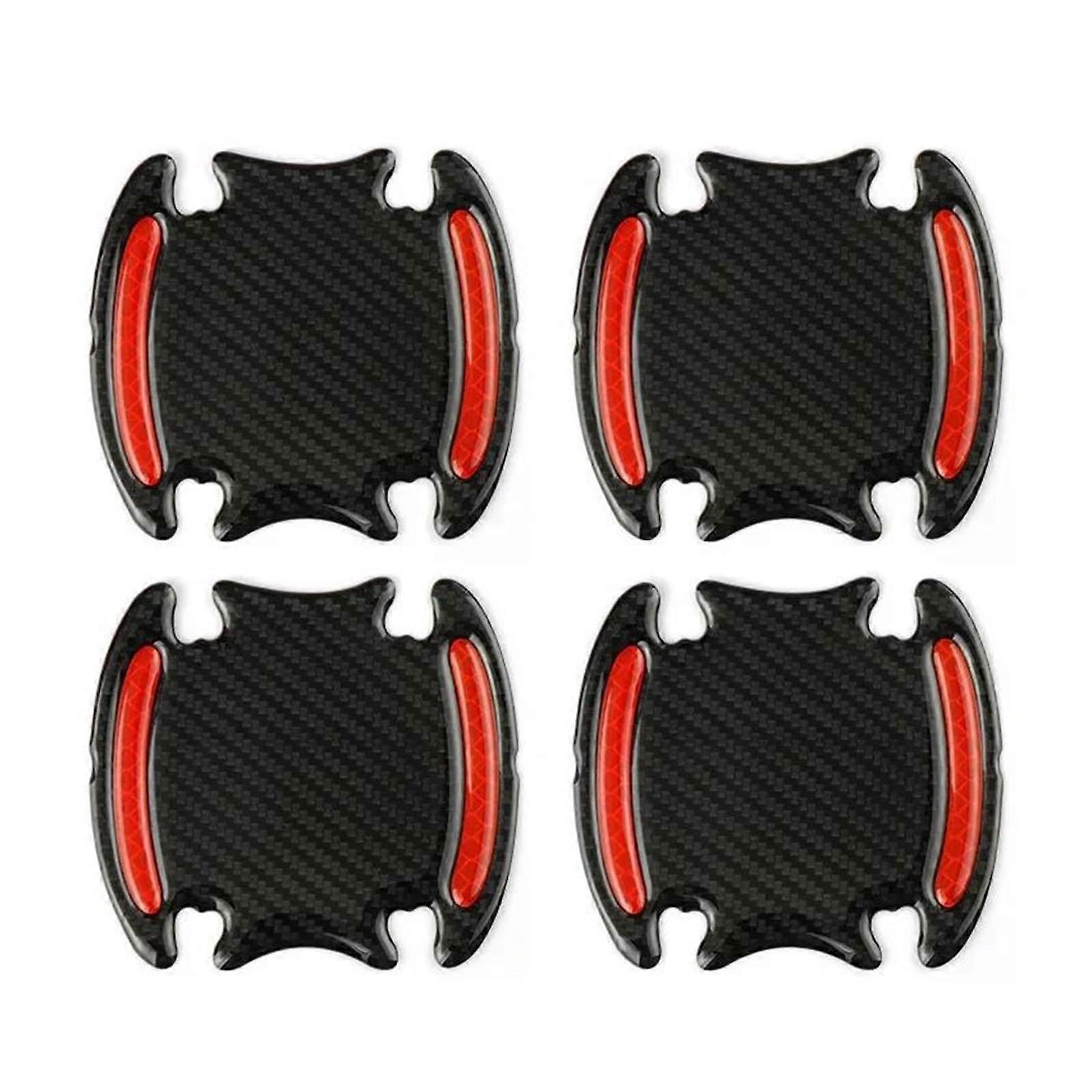 Car Door Handle Scratch Protector 4Pcs Red 3D Reflective Sticker Universal Paint Protection