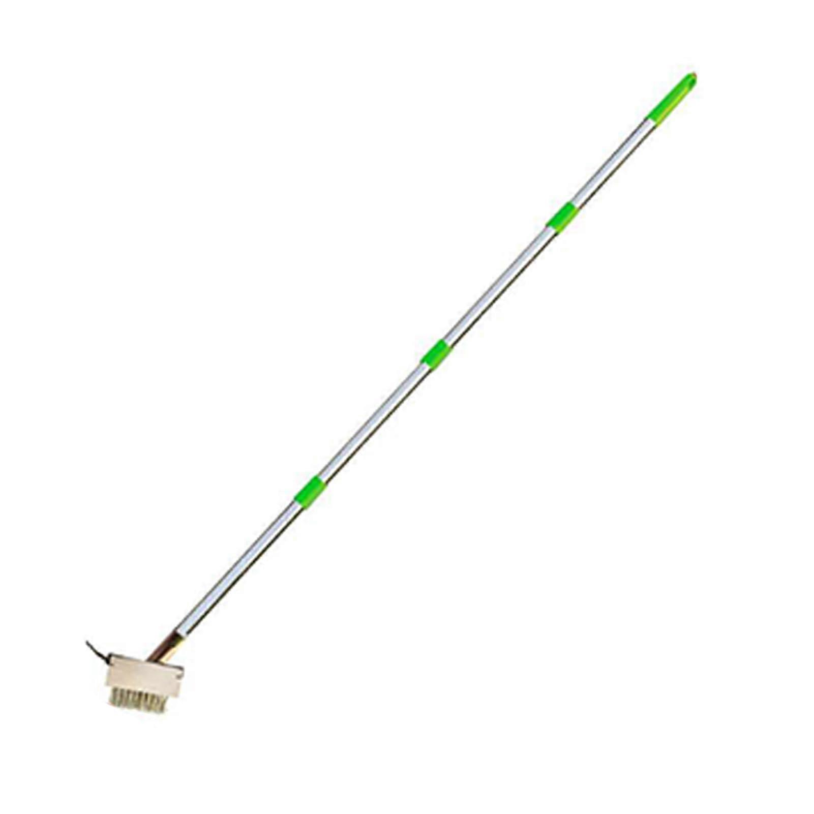 Weed Removal Brush with Adjustable Long Handle and Sharp Scraper for Paving Stone Cleaning