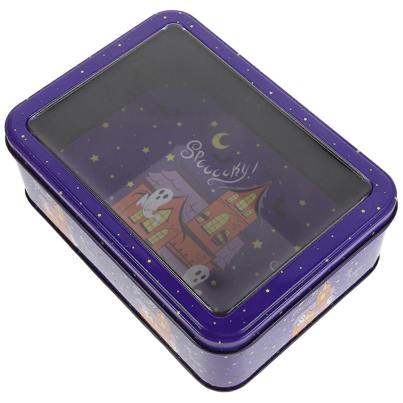 Halloween Treat Boxes for Storage Metal Hinged Tin Container