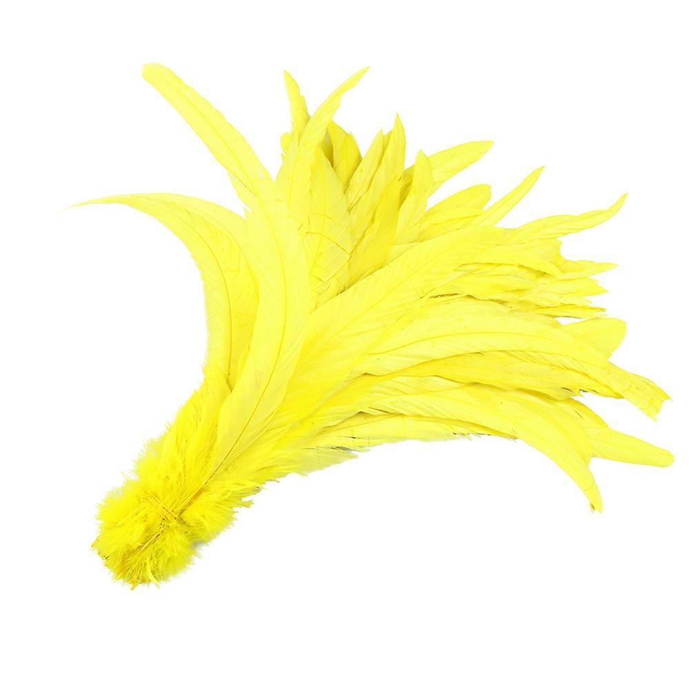Hat Decoration Rooster Tail Natural for Decorating 50Pcs Yellow