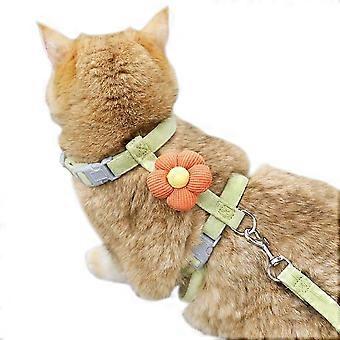 2025 Open walking travel leakage cat cable bundle and leash set soft light adjustable kittens red flower, S
