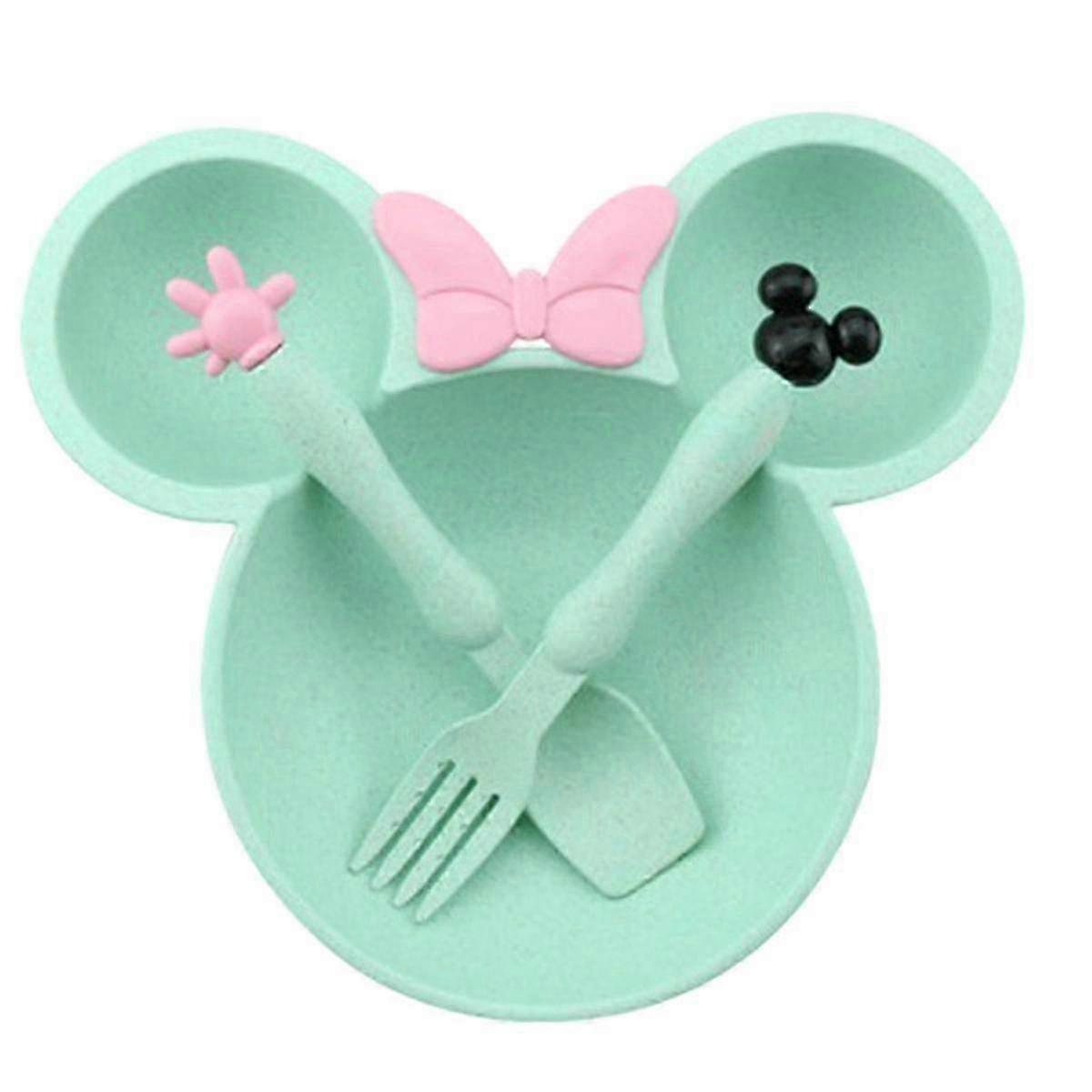 2025 Wheat Straw Dinnerware Set with Bowknot Plates Spoons and Forks