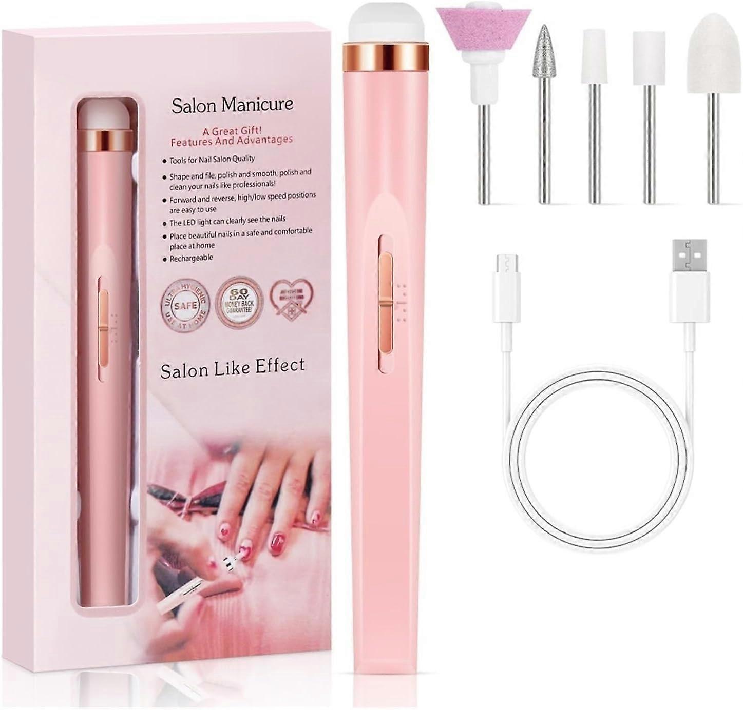 Electric Nail Drill with LED Light, Adjustable Speed, USB Rechargeable for Acrylic Nails