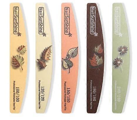 Nail File Set 5 PCS Professional Double Sided Washable Buffer Manicure Tools Kit for Home and Salon