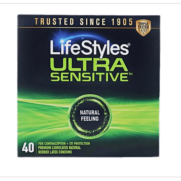Lifestyles Ultra-sensitive Lubricated Latex Condoms, 40 Count