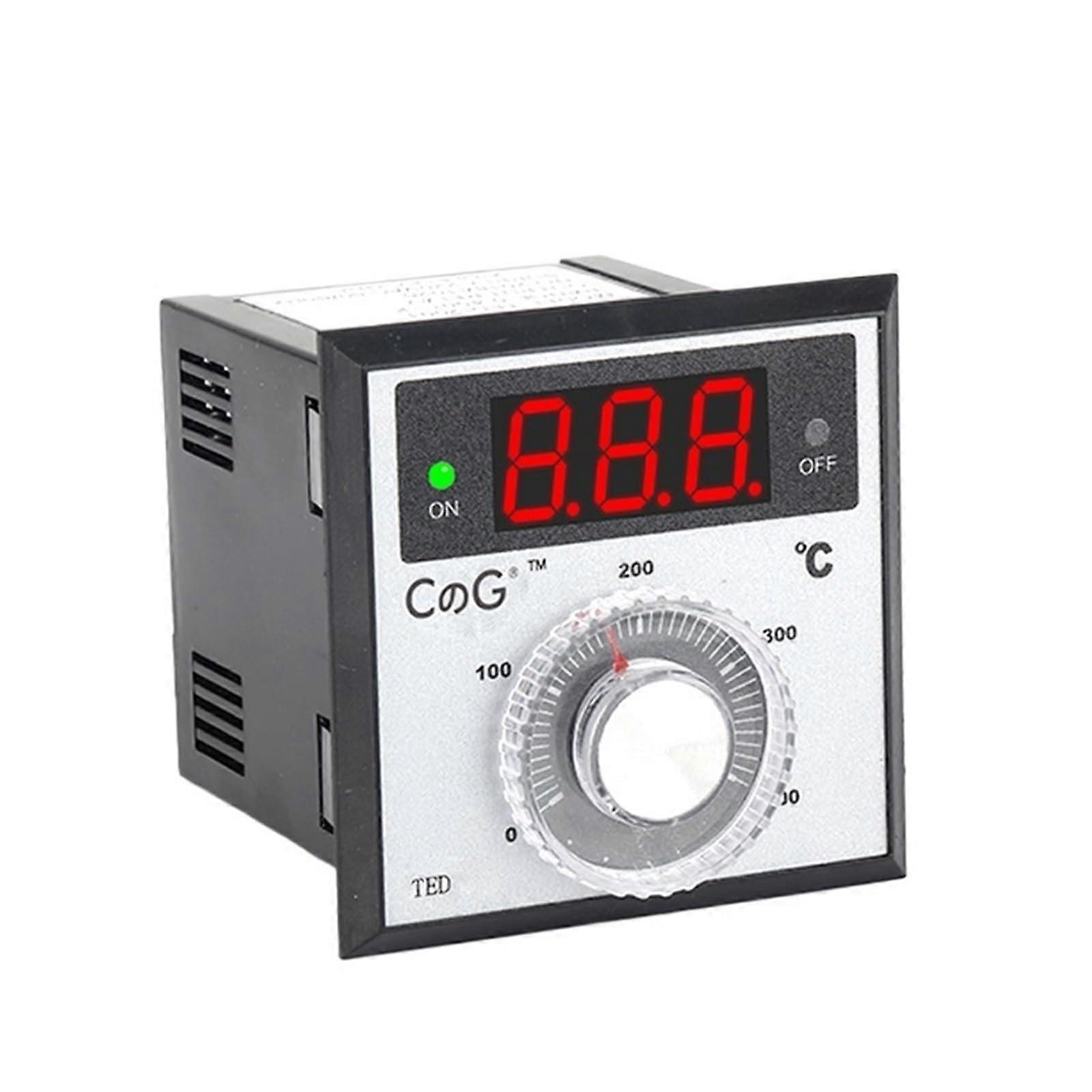 Digital Temperature Controller with PT100 Sensor, Knob Adjustable 0600°C, AC220V 24V Industrial Thermostat
