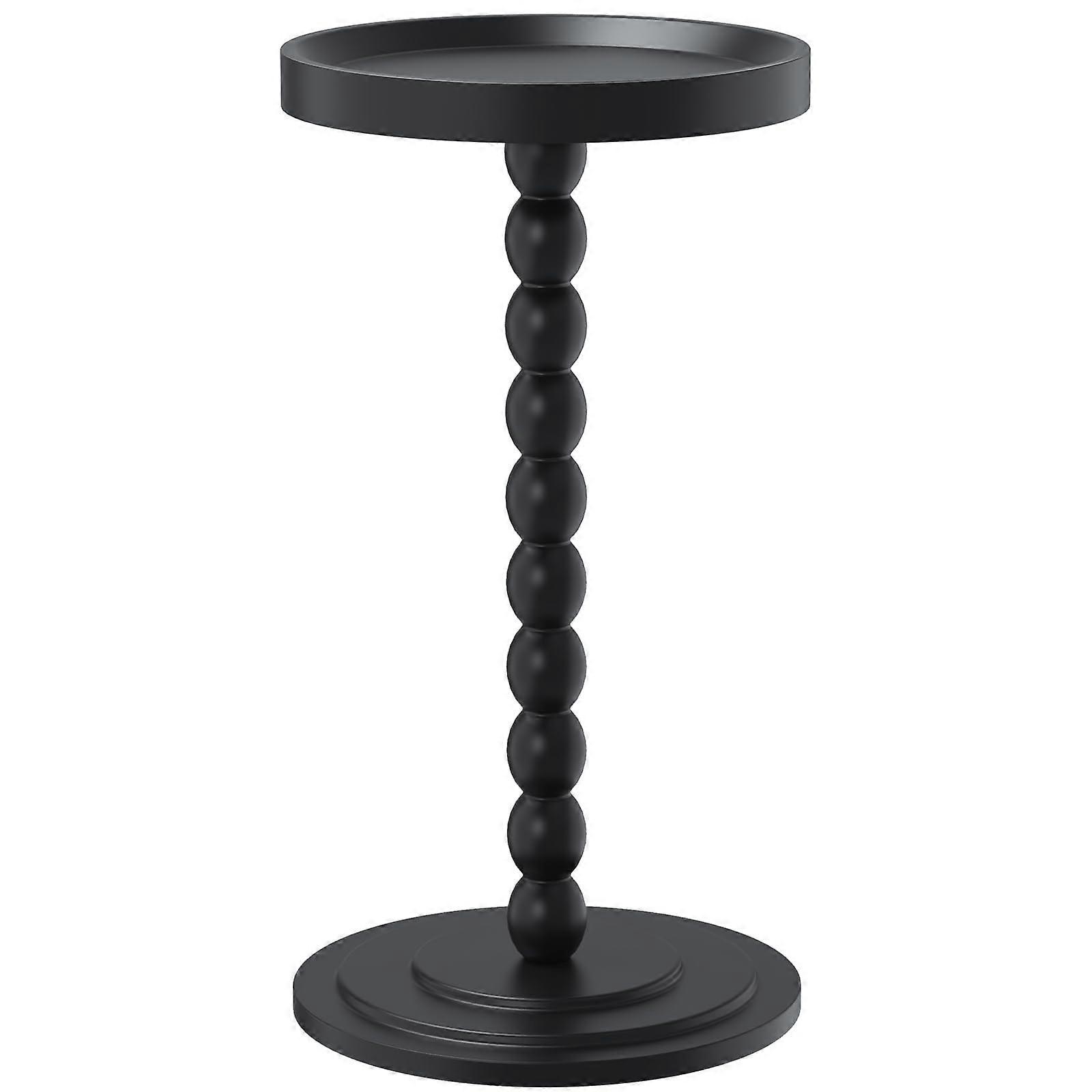 Small Side Table with Raised Edge, Compact Round Accent Table for Living Room, Bedroom, Sofa