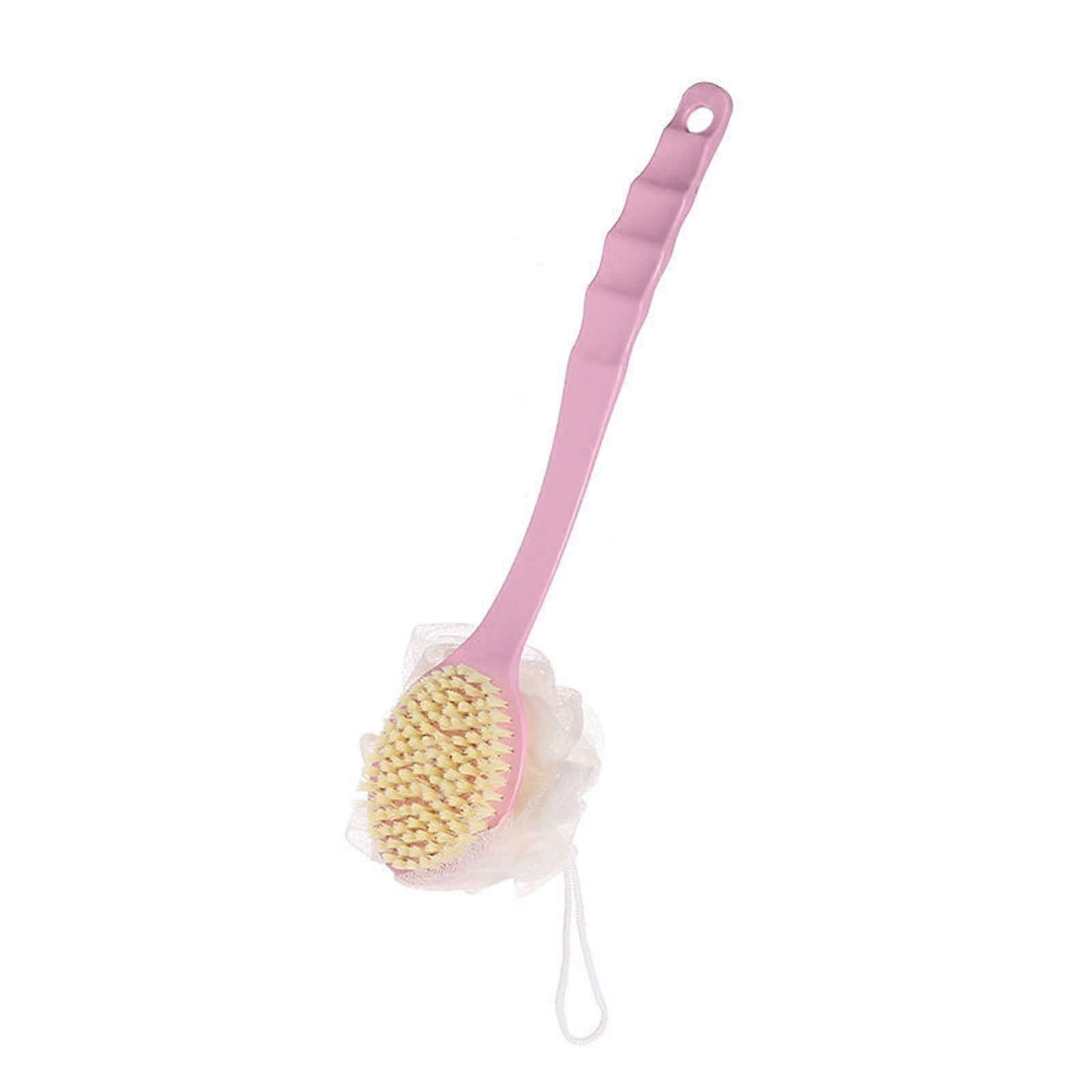 Pink Body Exfoliating Brush with Long Handle for Shower and Bath, Deep Exfoliation and Massage Function