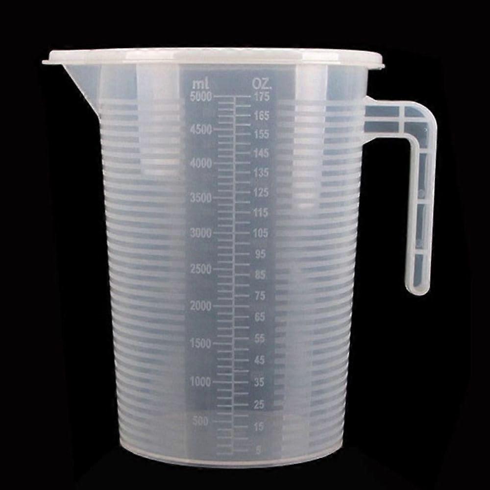 Measuring Cup Set with Lids, Large Plastic Measuring Jug 5000ml, DualSided Graduations, Spout