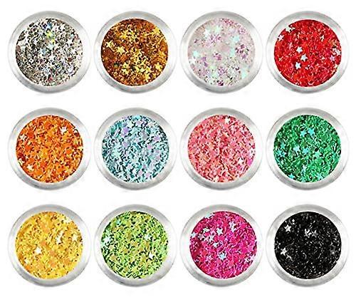 12pcs Five Point Star Nail Art Sequins Metallic Star Decorations for Versatile Nail Designs