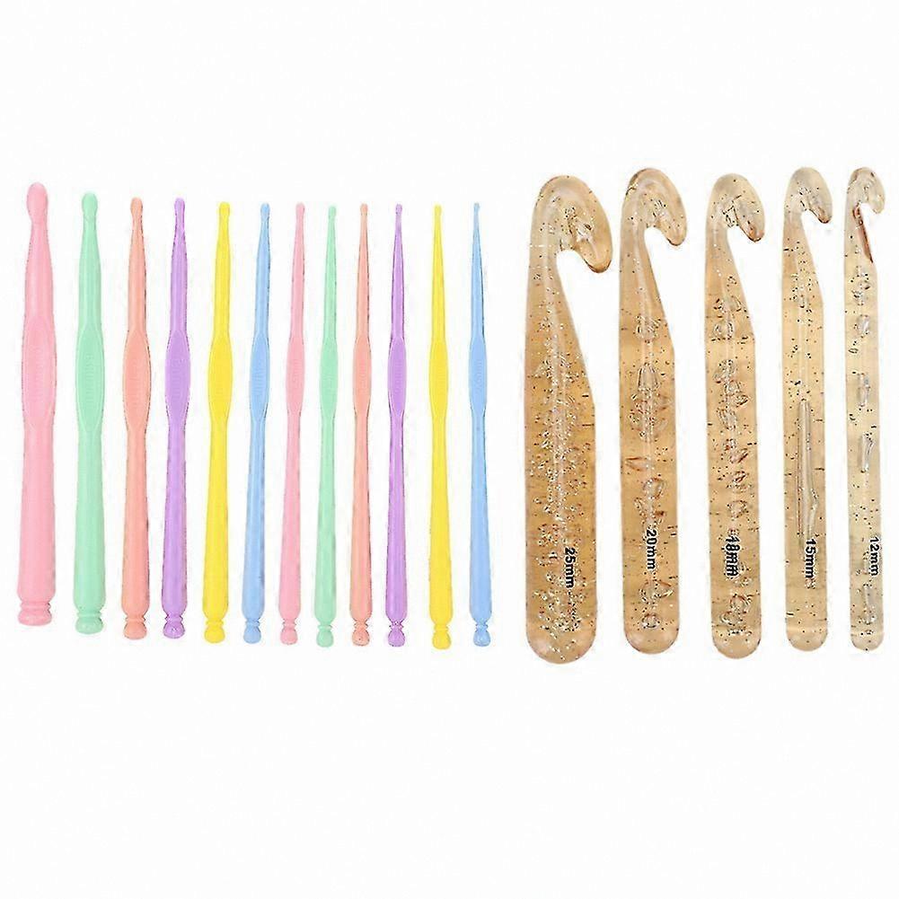 17pcs Crystal Crochet Hook Set, DIY Knitting Tools & Sweater Needles