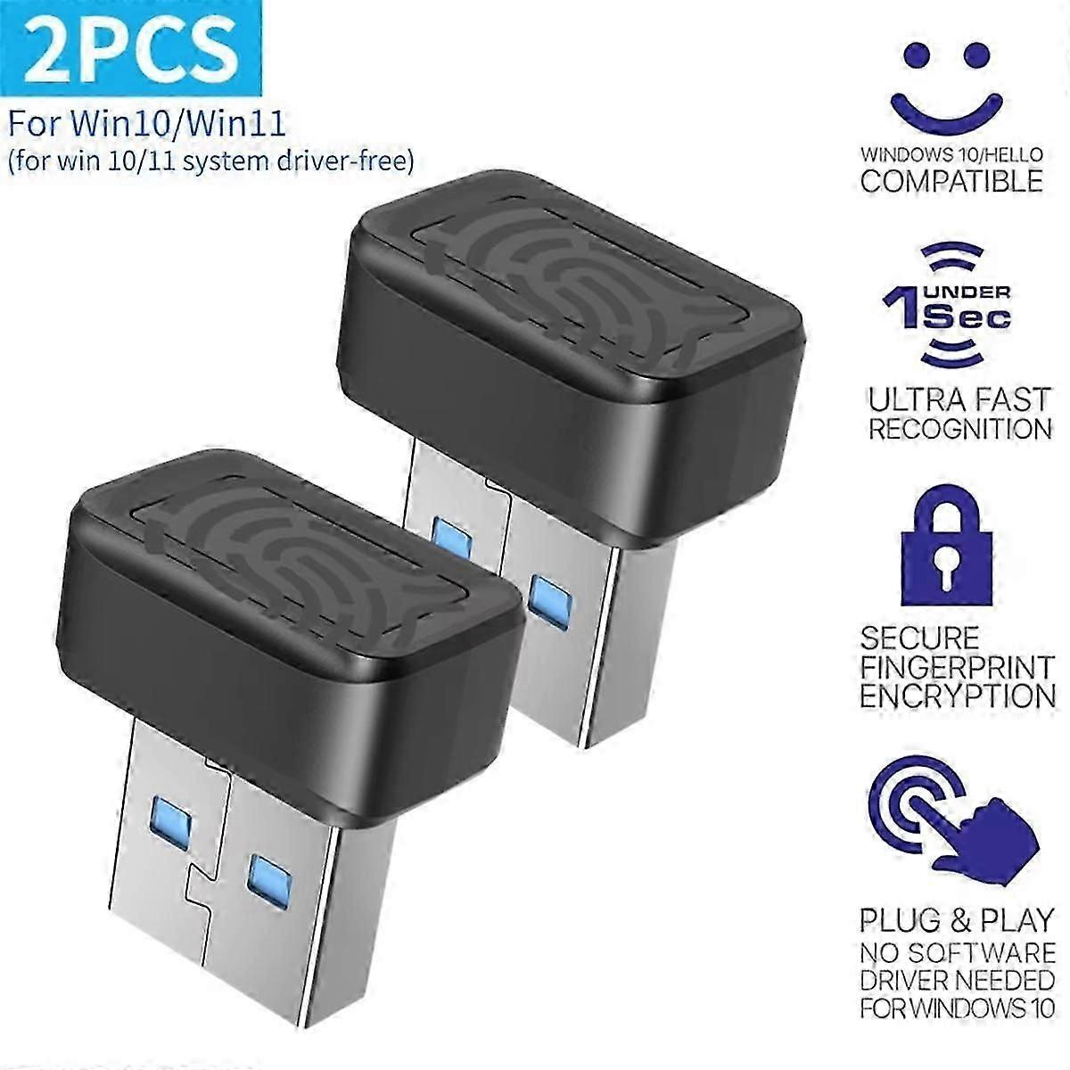 2Pcs USB Fingerprint Key Reader Password Free Security Key suitable for 10/11 Hello PC Fingerprint Sensor Mo