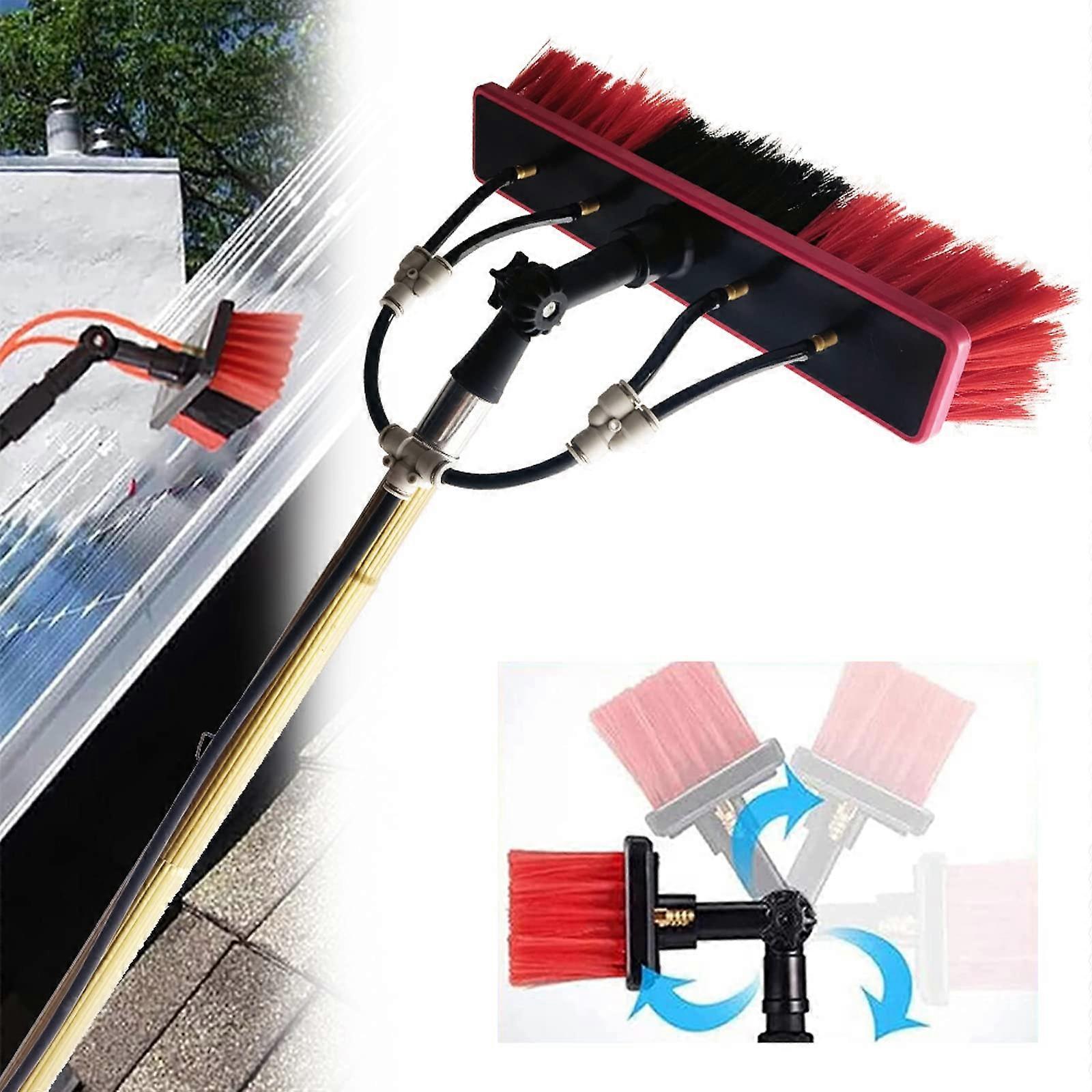 Extendable Water Fed Pole Kit with Soft Bristle Brush for Ladder Window Cleaning 18FT/24FT
